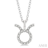 1/10 ctw Taurus Round Cut Diamond Zodiac Pendant With Chain in 14K White Gold